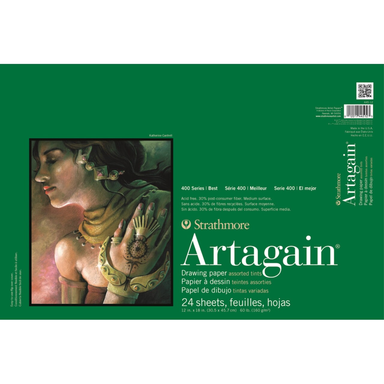 Strathmore 400 Series Artagain Pad, Assorted Tints, 12"x18" Glue Bound, 24 Sheets